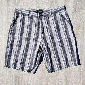 NWOT Hurley Gray/Olive Plaid Shorts 34